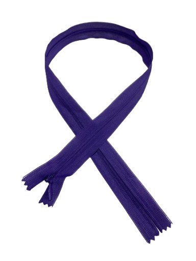 Zips, SAMOSTATNÝ Zips, KRYTÁ ČIPKA, 50cm, FIALOVÁ