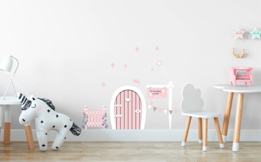 Nálepky na stenu Fairy DOOR, miniatúrne ružové