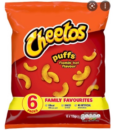 6x13g CHEETOS Puffs Flamin' Hot chrisps UK