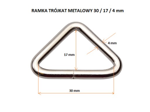 Koženkový rám trojuholník 30 /17/ 4 mm strieborný, 1 ks