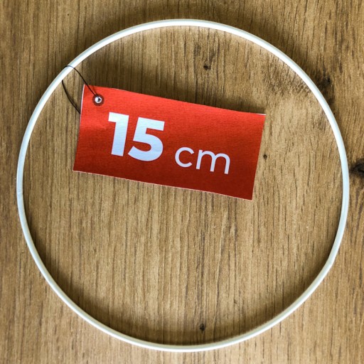 Kovový krúžok na lapač snov, BIELY, 15 cm