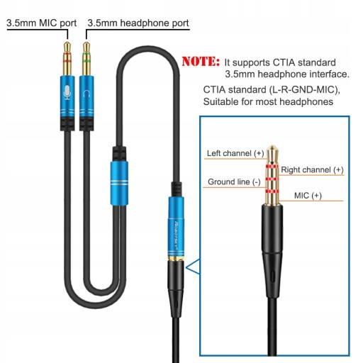 Adaptér na kábel slúchadiel Splitter Jack 3.5 KVALITA
