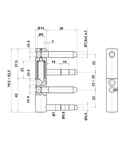 Skrutkovacie pánty Exacta 14 mm pre drevené dvere