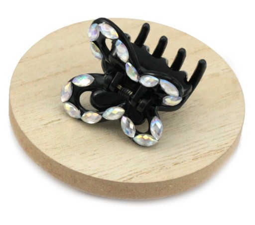 SVORKA DO VLASOV klipsa BUTTERFLY CAP BLACK CRYSTAL 3,5 cm