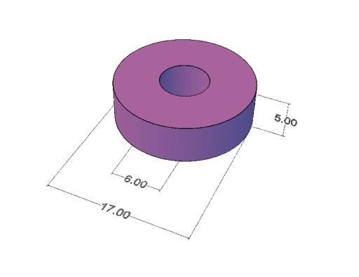 Neodymový prstencový magnet MP 17x6x5 N42