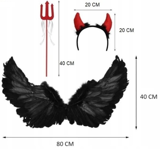 OBLEČENIE ANJELSKÝCH KRÍDEL DEVIL HALLOWEEN BRIDGE PARTY XXL 3v1