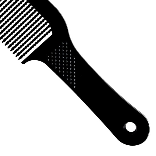 Hrebeň na strihanie pánskych vlasov s vrúbkovanou Barber's rukoväťou s vlnkou