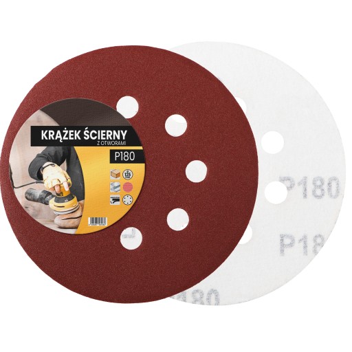 10x brúsny kotúč Otvory na suchý zips 125 mm P180 kotúče Kotúč Brúsny kotúč