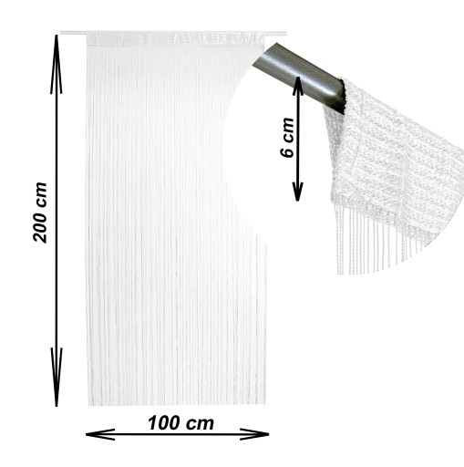 Záclony cestovinové šnúrky závesy 100x200 cm biele