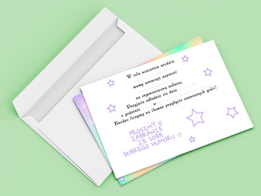 STAR STAR GLITTER DÚHOVÁ POZVÁNKA NA NARODENINY DIEŤAŤA + OBÁLKA ZDARMA