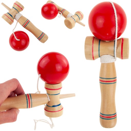 KENDAMA DREVENÁ KLASICKÁ JAPONSKÁ ZRUČNOSTNÁ HRA CHYTNUTIE LOPTY