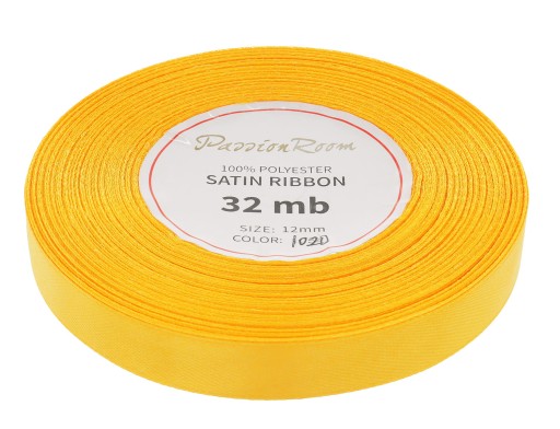 Saténová stuha na ozdobu, ozdobná čelenka 12mm 32mb, tmavo žltá