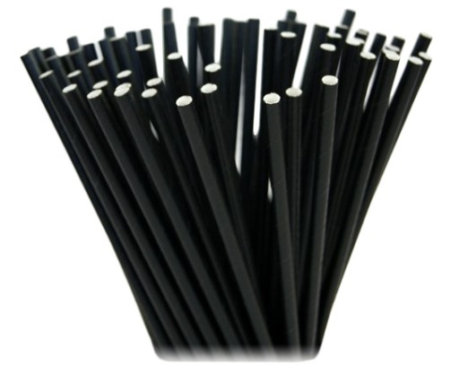 Papierové slamky 197x8mm čierne/100 kusov
