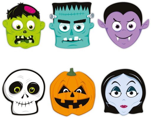 Papierové masky Halloween Monsters 24x23cm 6ks prevlek