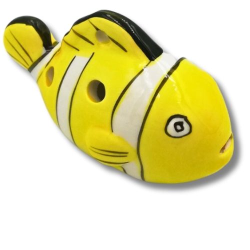 mini OCARINA keramická NEMO RYBA žltá 6 otvorov rukoväte okaríny