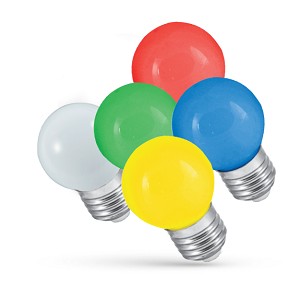 E27 1W červená LED guľová žiarovka
