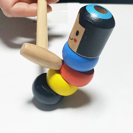 DREVENÁ HRAČKA PYRAMIDA S HRAČKAMI KLADIVO MONTESSORI BLOCKS