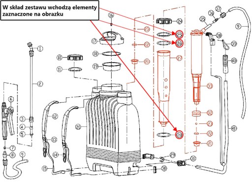 SADA TESNENÍ PRE ČERPADLO ROZSTREKOVAČA 16L SX-16E O-KRÚŽOK TESNENIE