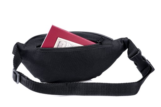 Taška cez pás, nepremokavá čierna bedrová taška