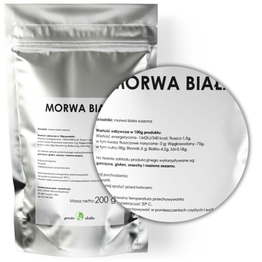 MORUŠA BIELA, bez semien, sušená, prírodná, 200g