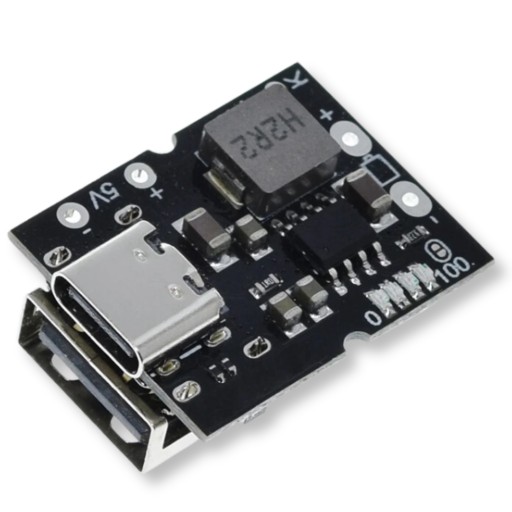 Li-ion nabíjačka TP4056 USB-C 5V 2A 10W so Step-Up DC/DC 18650 prevodníkom