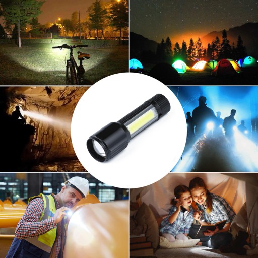 MALÁ LED TAKTICKÁ BATERKA XPE CREE COB ZOOM USB