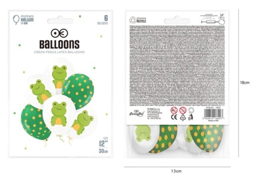 NARODENINOVÉ BALÓNKY DEKORÁCIA ŽABA ŽABA MIX 6x