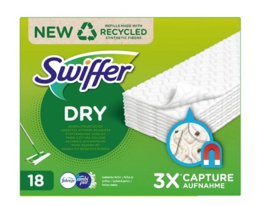 Vložky do mopu SWIFFER, utierky na zachytávanie suchého prachu, 18 ks.