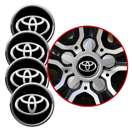 4 Emblémy Stredy ráfikov Kryty kolies TOYOTA SET TOP 60 mm
