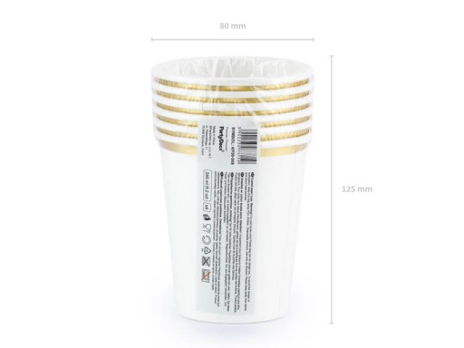 Biele jednorazové papierové kelímky 260ml, 6 ks.