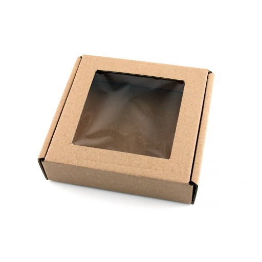 11x11x2 cm Krabička s okienkom štvorec Eco Brown - Sada 5 ks