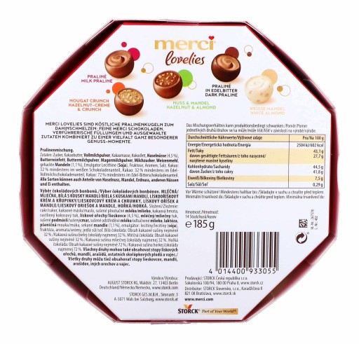 Pralinky Čokolády na Deň babičky MERCI Lovelies Classic 185g
