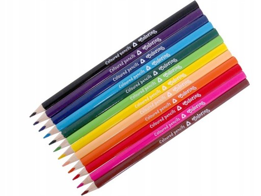 Trojuholníkové pastelky, 12 školských farieb, Colorino