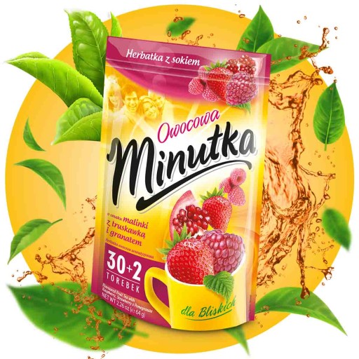 Express Ovocný čaj so šťavou Malina Jahoda Granátové jablko 32 T. Minutka