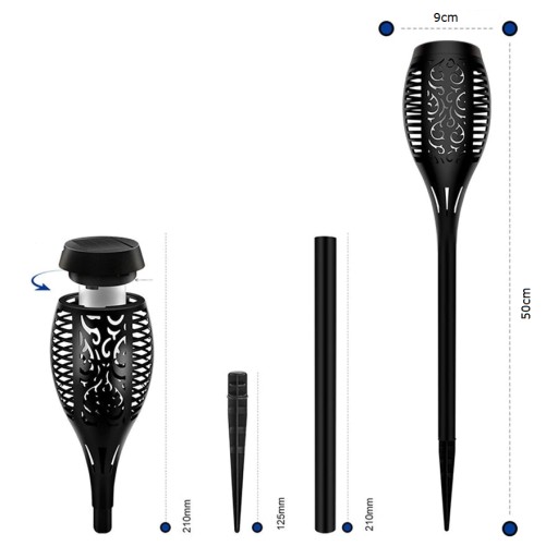 Solárna záhradná lampa TORCH Fire FLAME Effect 50 cm Záhradná dekorácia