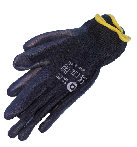 M-Glove čierne PU bezpečnostné rukavice presné uchopenie 8