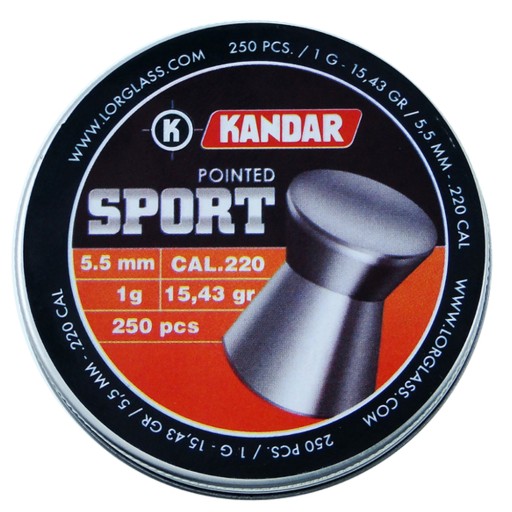 Guľôčky do vzduchovej pištole špicaté 1 gram kal 5,5 mm 250 kusov