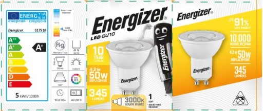 ENERGIZER GU10 LED žiarovka 5W 50W 345lm S17518