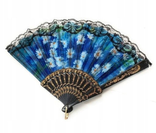 VENTILÁTOR S ČIPKOU, SKLADACÍ NA HORÚCE LETO, DEKORATÍVNE ŠPANIELSKÉ VZORY, KVETY