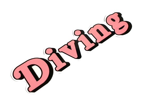 Potápačská nálepka s ružovým nápisom DIVING