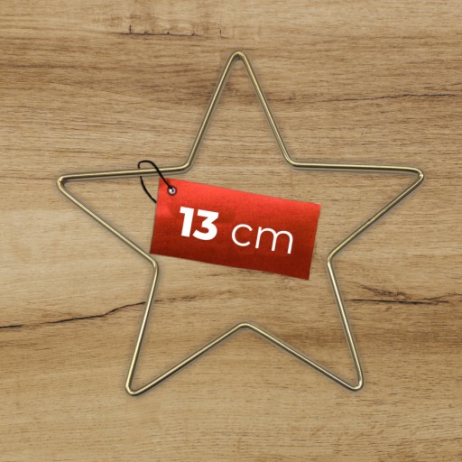 Kovová hviezda ZLATÁ 13 cm drôtená obruč