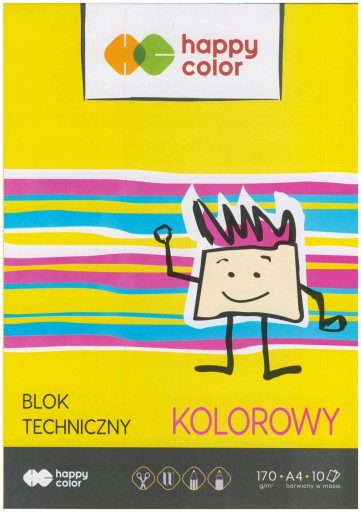 Technický blok 10 farieb 170g/m2 A4 happy color