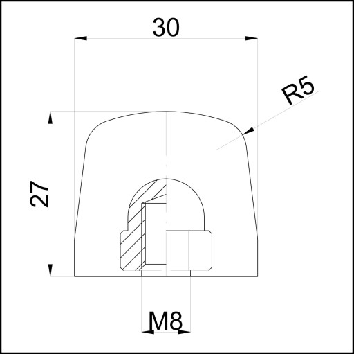 Vibroizolátor/nárazník 27x30 Polyuretán - závit M8