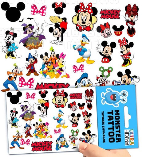 UMÝVAJÚCE DOČASNÉ TETOVANIE PRE DETI MICKEY MOUSE ORIGINÁLNE DIZAJNY