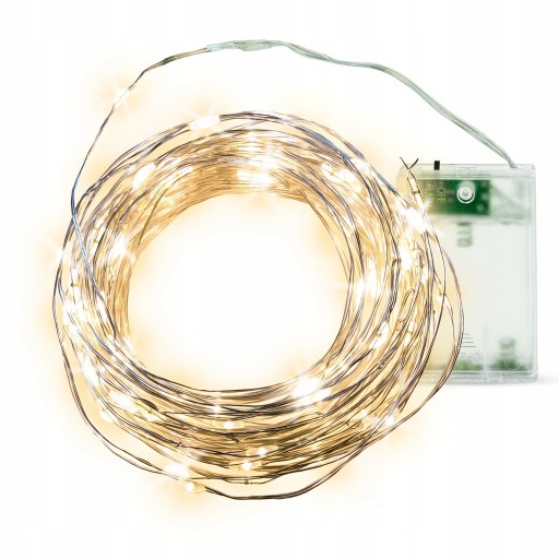 100 LED DRÔTOVÝCH SVIETIDIEL, NA BATÉRIU, TEPLÉ BIELE, 10M