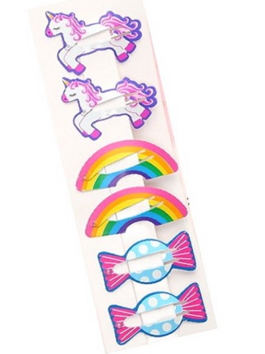 SADA manžetových gombíkov 6 ks Rainbow Candy Unicorn Pink White