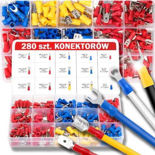 SADA IZOLOVANÝCH AUTOKONEKTOROV 280 KS. Elektrické svorky