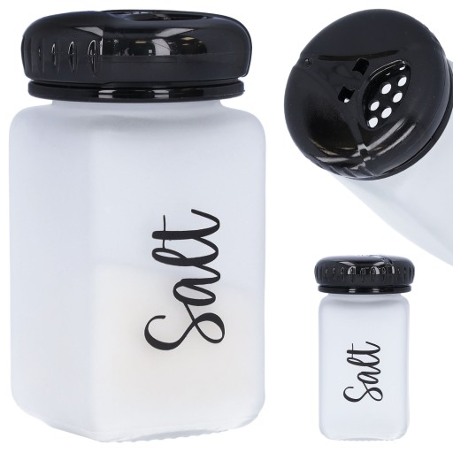 SALT SHOCK SKLENENÁ NÁDOBKA NA SOĽ S NÁPISOM S MATNÝM POVRCHOM