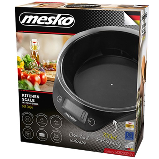 Elektronická kuchynská váha s miskou, čierna, 5kg, digitálna, presná