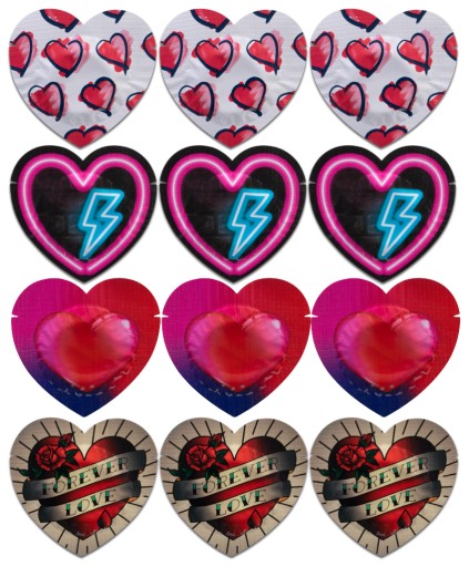 Kondómy Pasante Heart Red Heart 12 kusov červeného latexu